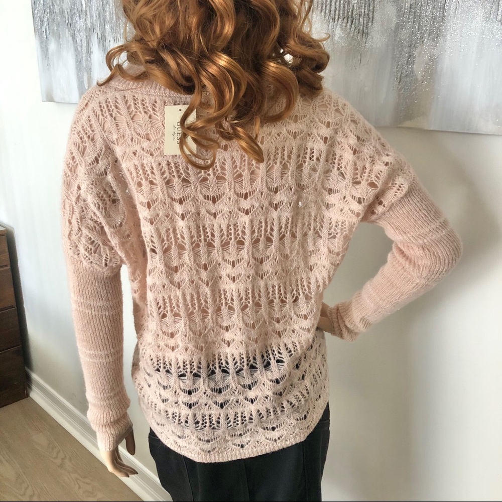 Marciano Nude Open Knit Sparkly Sweater - Picture 3 of 8